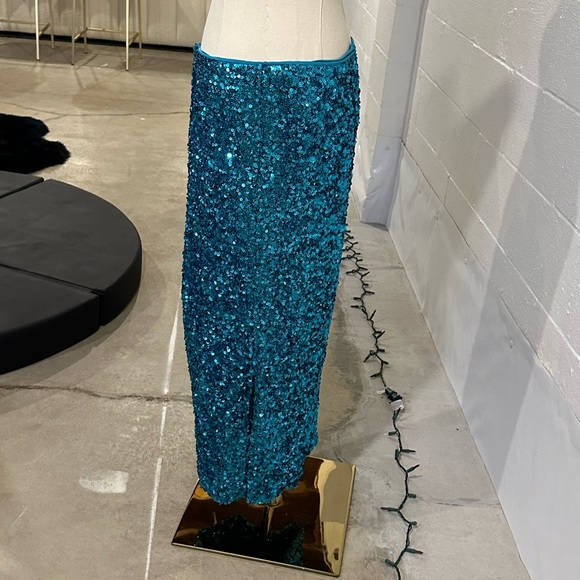 Rotate Birger Christensen Blue Sequined Midi Skirt - Picture 2 of 10